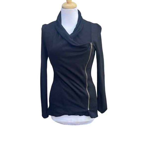 Helmut Lang Assymetrical Cardigan Zip Black Sweater - Picture 1 of 16